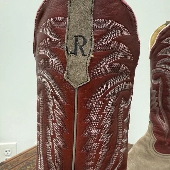 Women’s R Watson Western Cowboy Boots - Grey and Burgundy - Picture 6 of 9